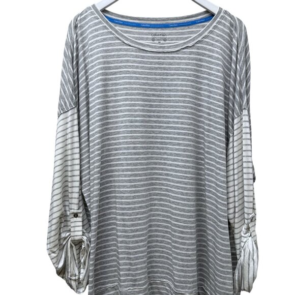 Calvin Klein Performance Womens Top Gray Stripe Tee Plus Size 3X Tunic Tee NWT - Picture 3 of 10
